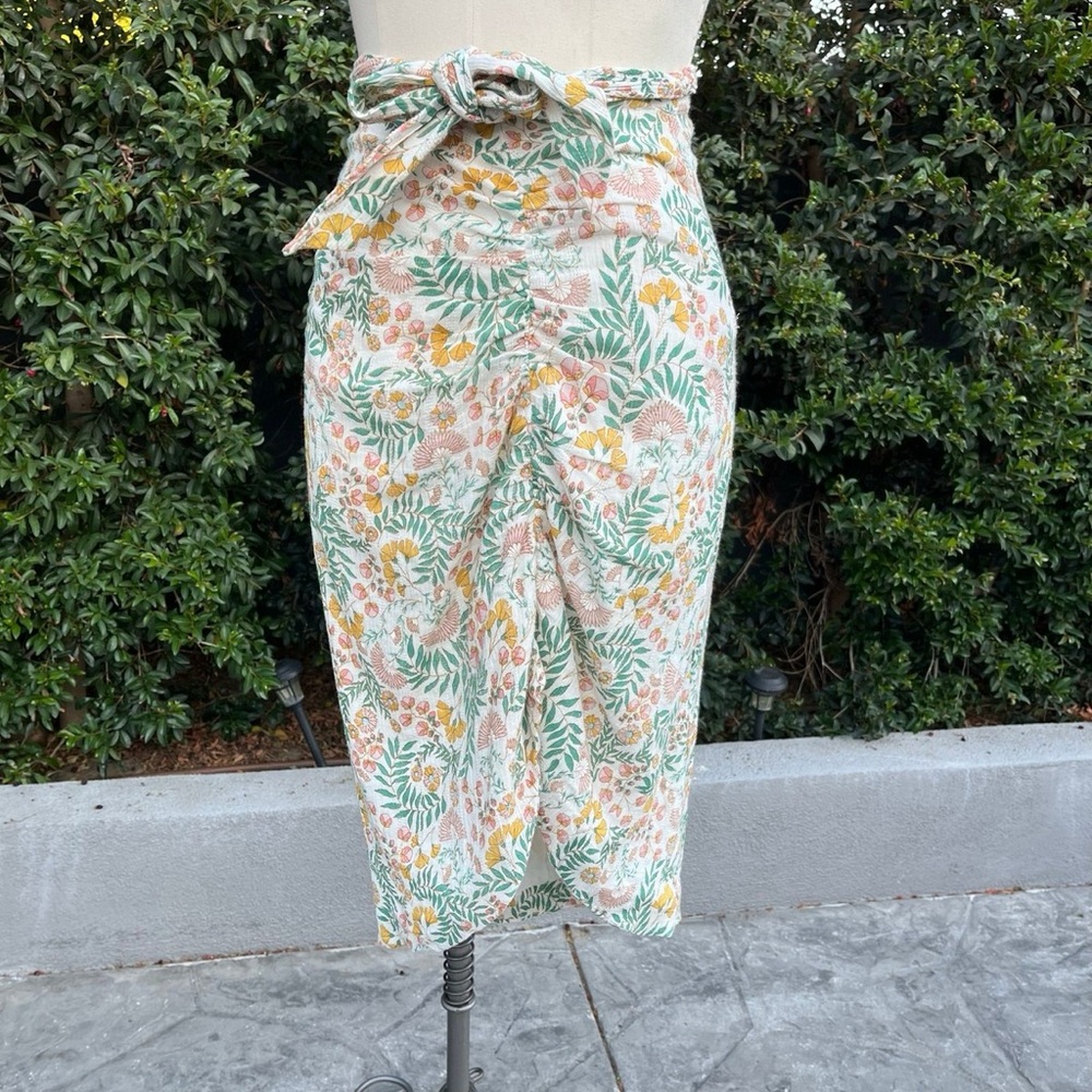 Walter Baker Tropical Floral Midi Skirt - Green and Orange